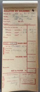 Bulletin de salaire de 1965